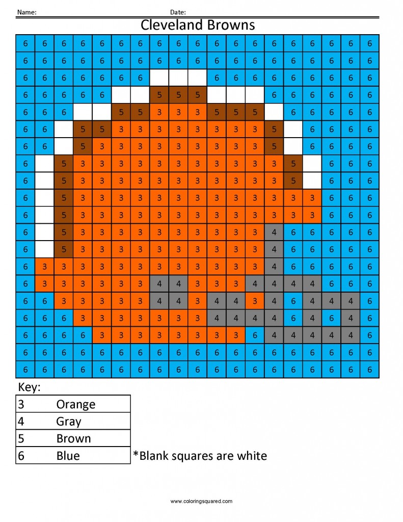 Cleveland Browns Color by Number Coloring Squared